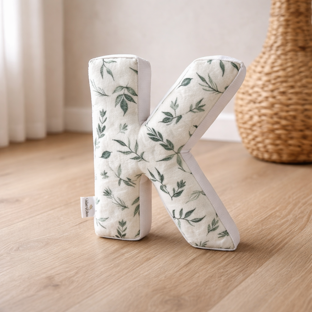 Personalized Letter Pillow – Botanical Alphabet Cushion for Nursery, Custom Initial Decor: O