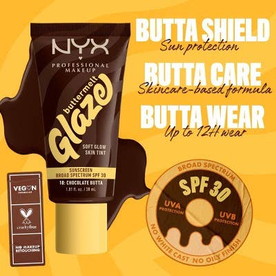 NYX Professional Makeup Buttermelt Glaze Skin Tint with SPF 30 Chocolate Butta 1.01 fl oz - Imperfect Container