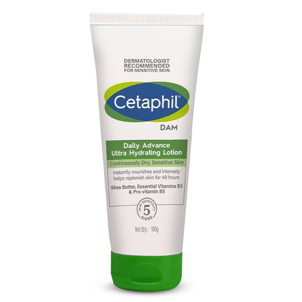 Cetaphil DAM Daily Advance Ultra Hydrating Lotion for Dry, Sensitive Skin| Moisturiser with Shea Butter| Non-Greasy, Fragrance-Free: 100g