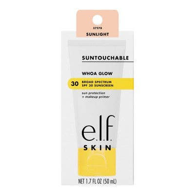 E.l.f. SKIN Suntouchable Whoa Glow Sunscreen & Primer Sunlight SPF 30 1.69 fl oz - Missing Box