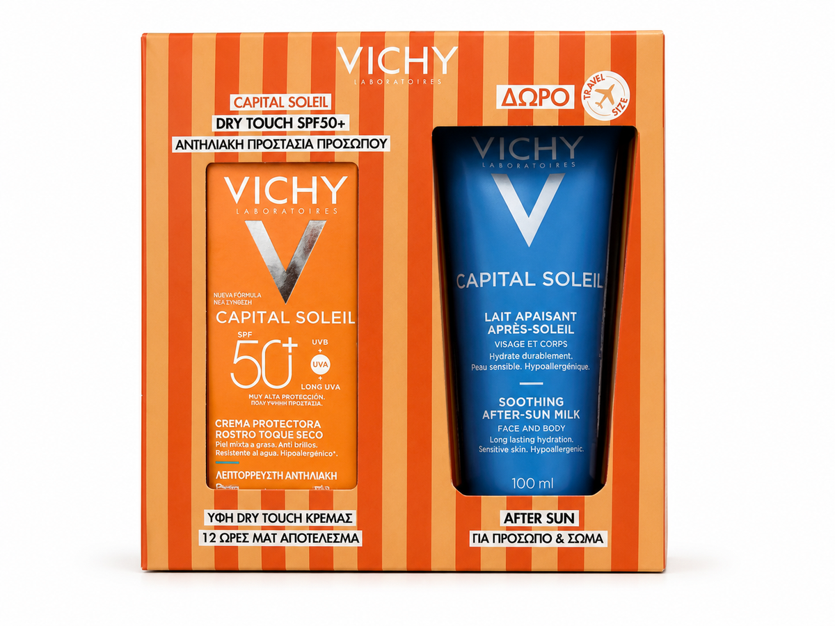 Vichy Capital Soleil Dry Touch Face Cream SPF50+ 50ml + FREE After Sun Milk 100ml Gift Set