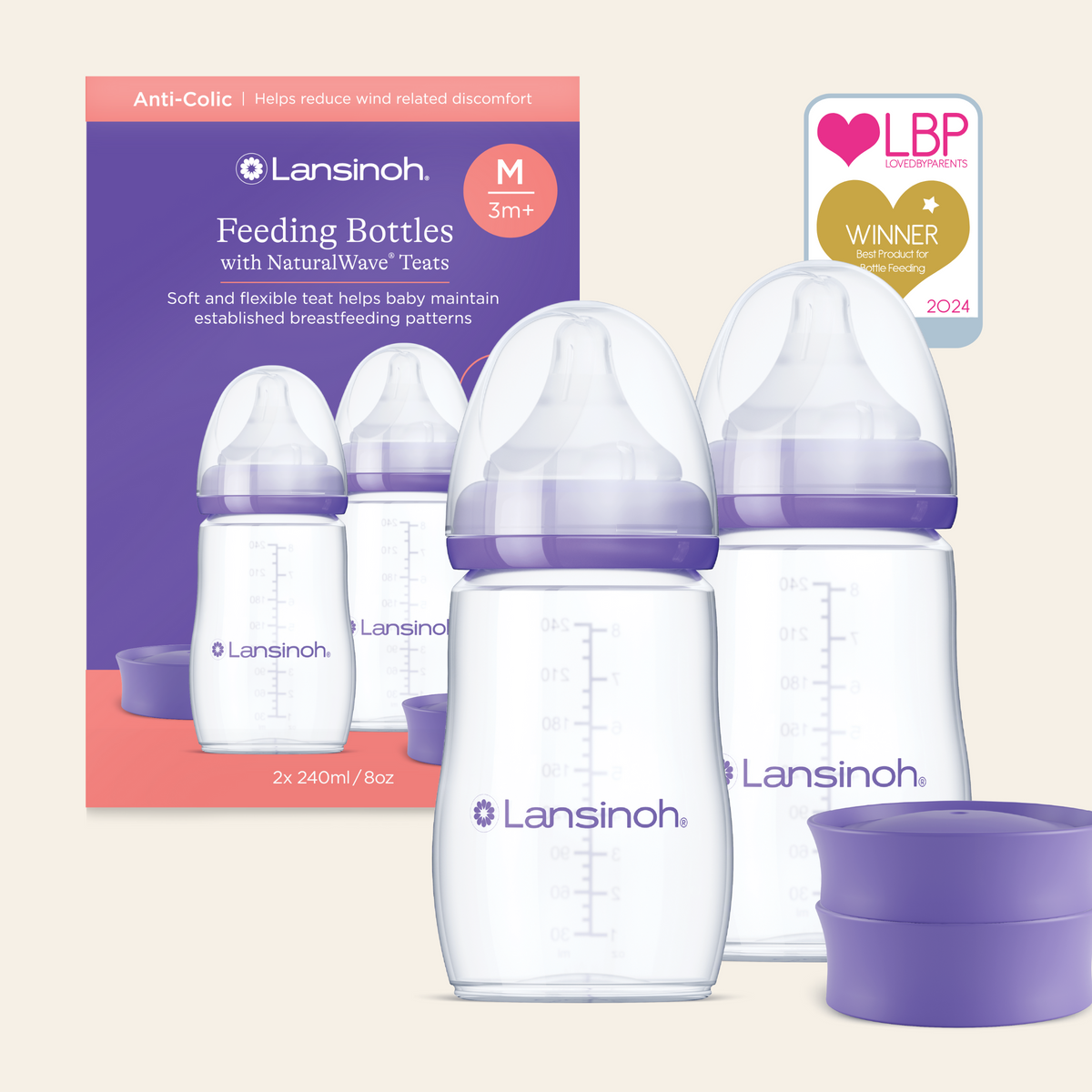 Lansinoh Feeding Bottle 2X240ml(Natural Wave)