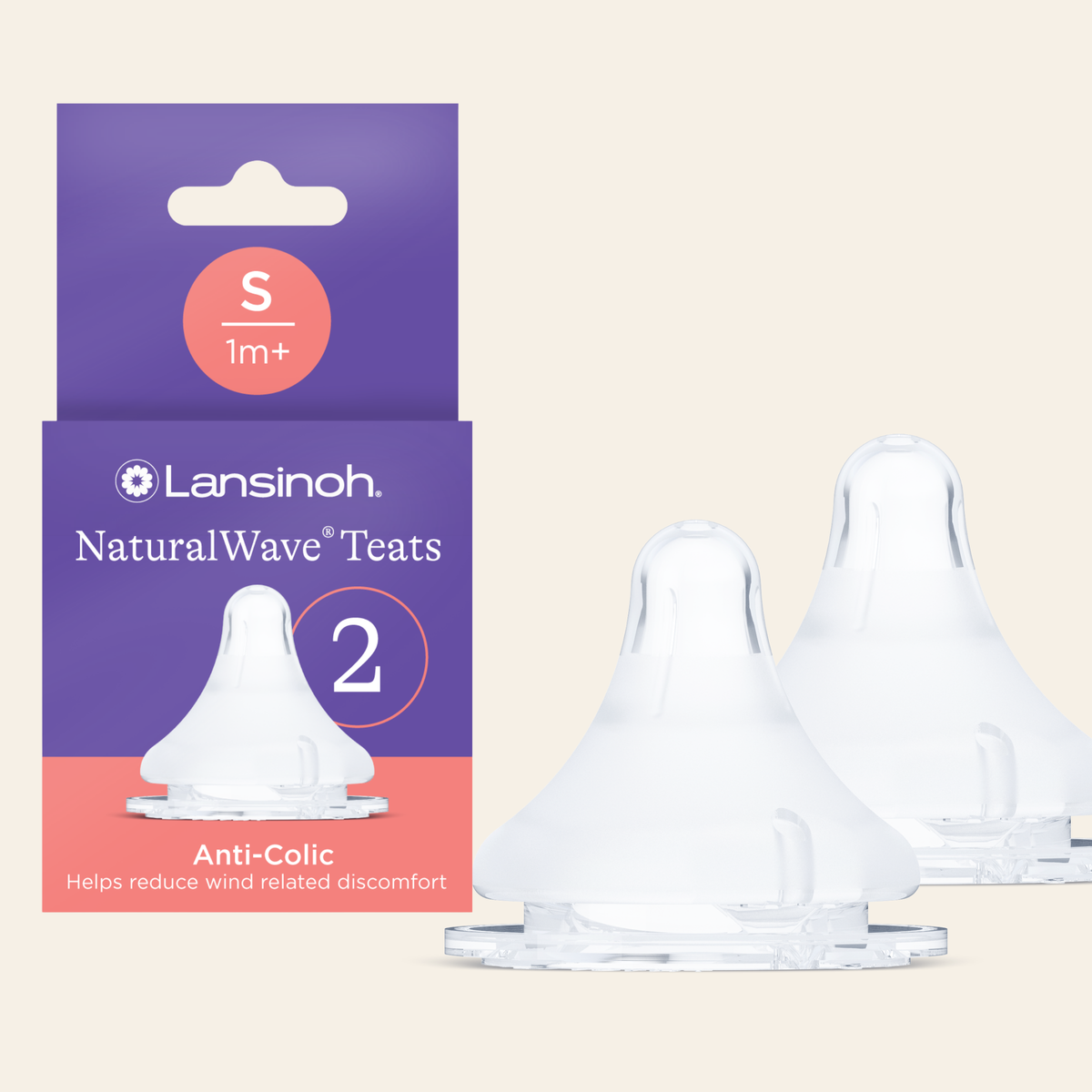 Lansinoh Natural Wave Slow Flow Teats 2 pieces