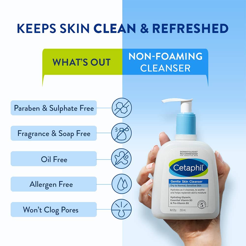 Cetaphil Paraben, Sulphate-Free Gentle Skin Hydrating Face Wash Cleanser with Niacinamide, Vitamin B5 for Dry to Normal, Sensitive Skin: 500 ml