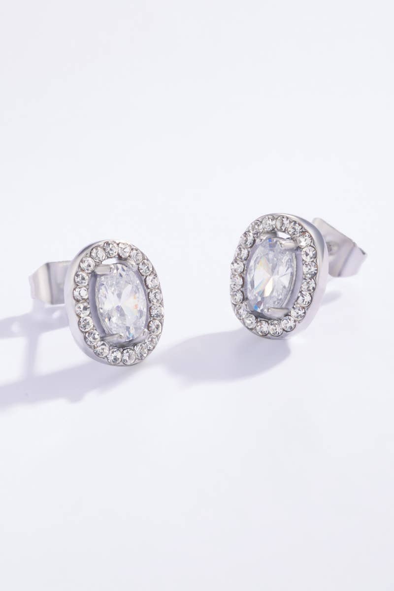 Rhinestone stud earrings: Yellow gold