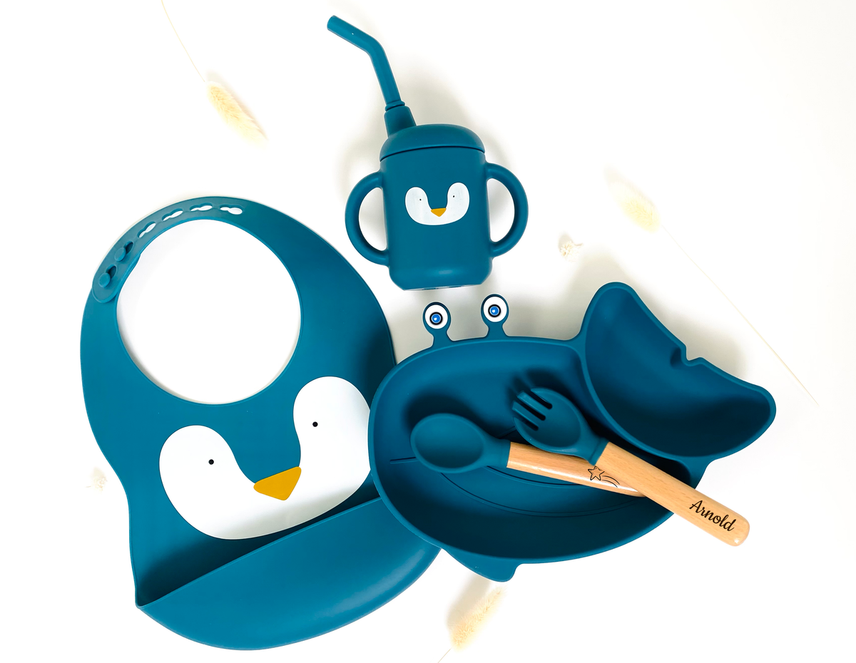 Whale meal pack+animal bib +straw glass: Pink