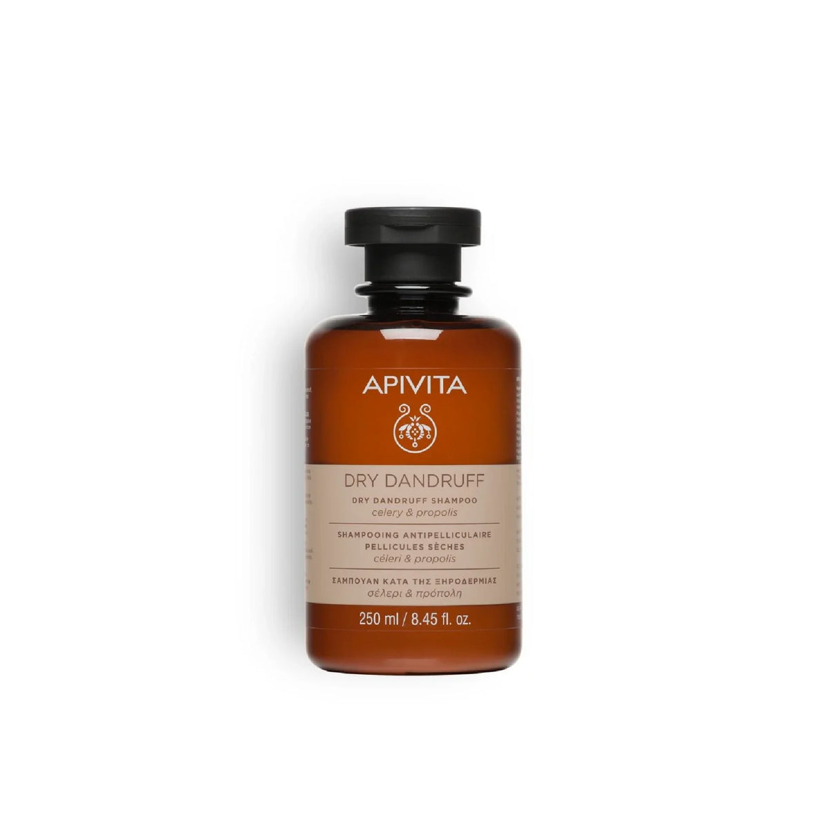Apivita Dry Dandruff Shampoo with natural ingredients for soothing and dandruff control.