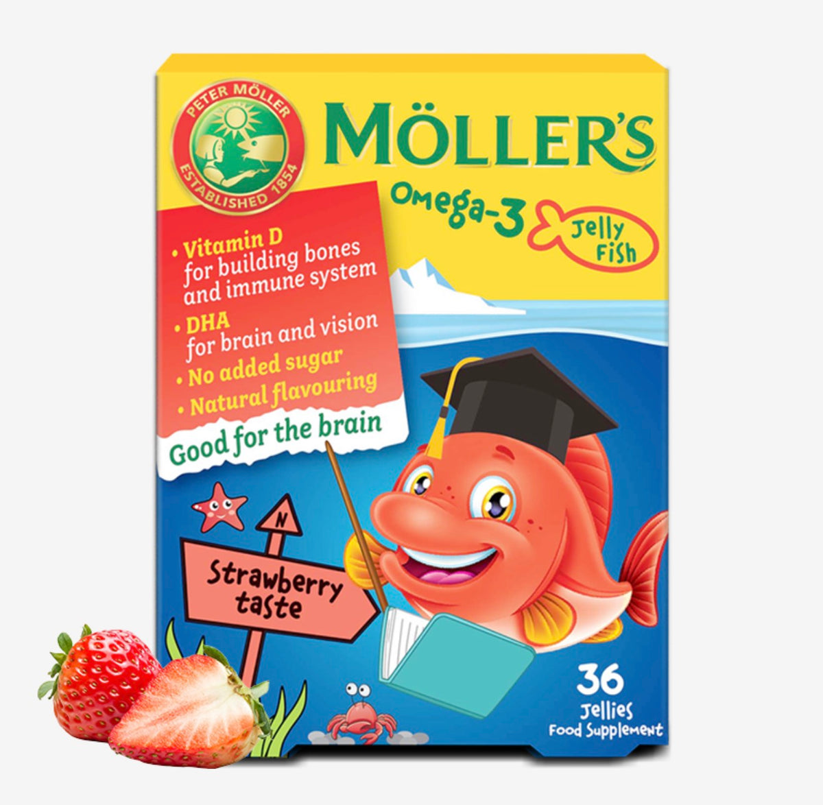 Möller’s Omega-3 Jelly Fish Strawberry 36 Gummies