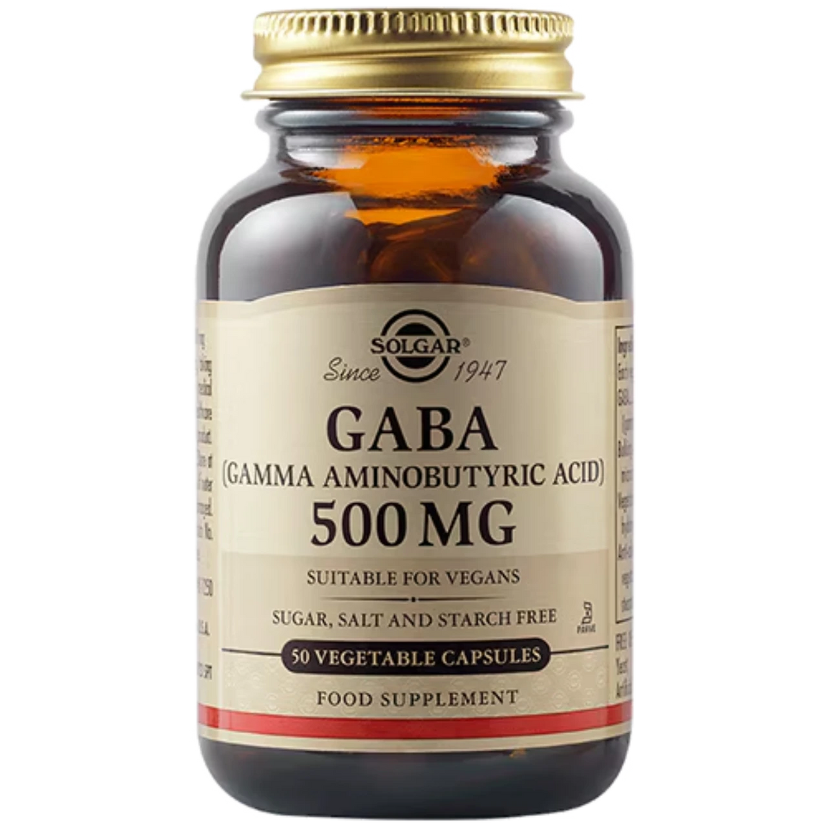 Solgar GABA 500 mg - Amino acid support for nervous system health.