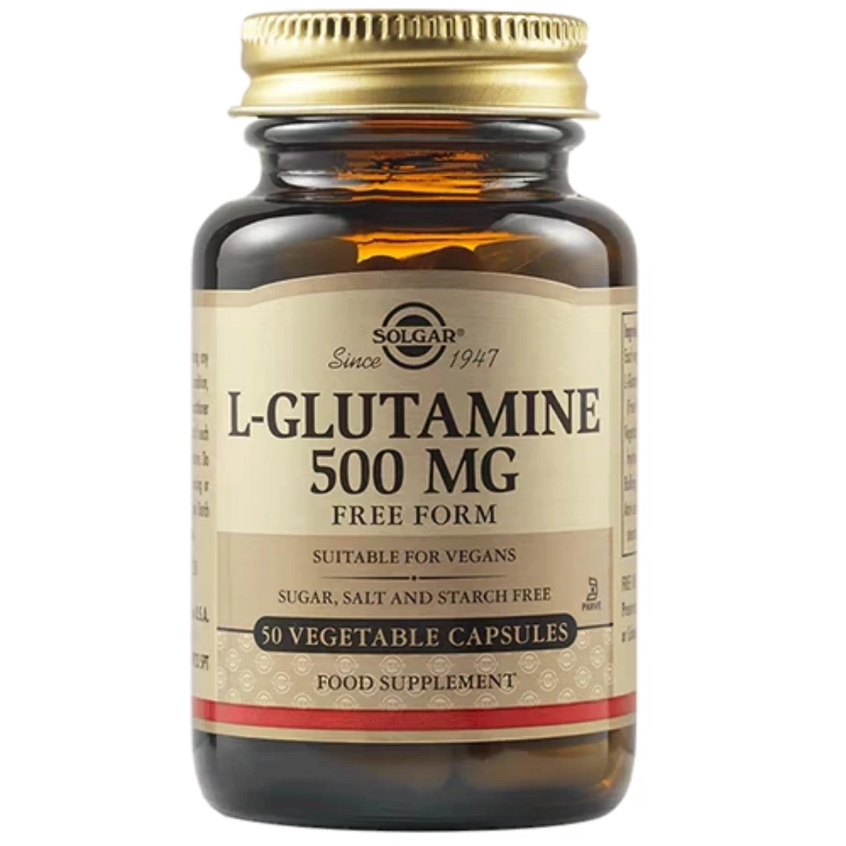 Solgar L-Glutamine 500 mg - Enhances muscle recovery and immune health.