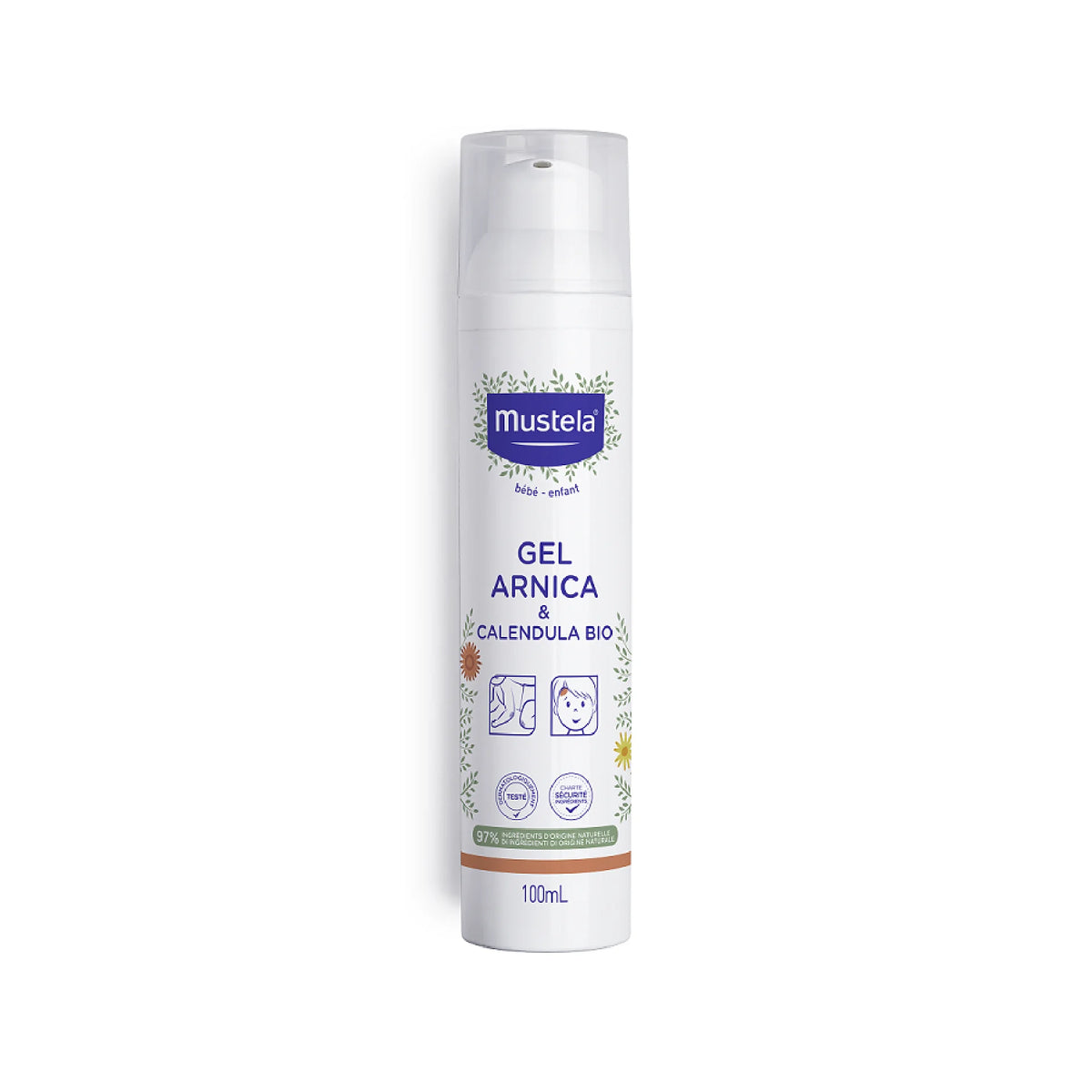 Mustela Gel with Arnica and Calendula for soothing and protecting baby's skin.