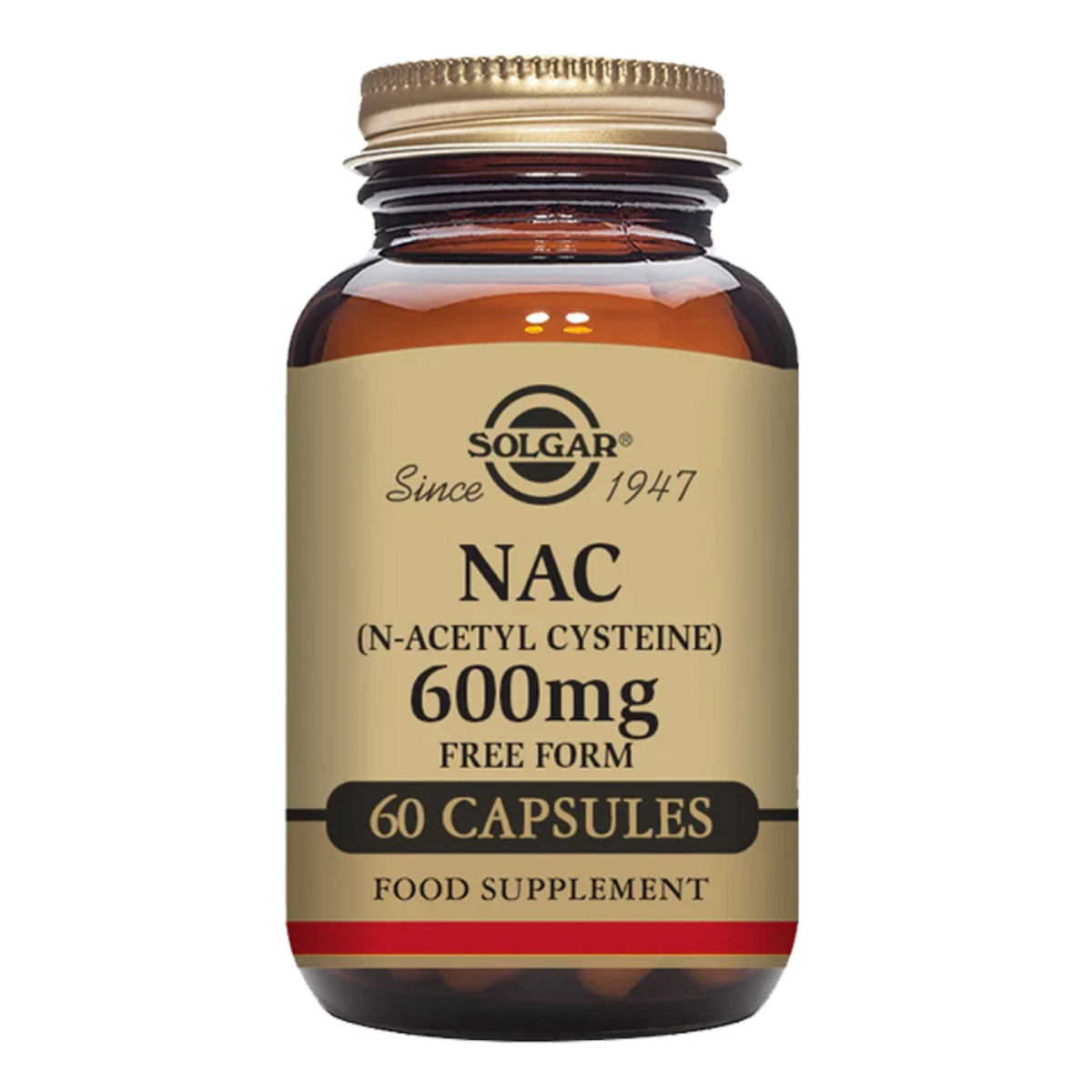 Solgar NAC (N-Acetyl-L-Cysteine) 600 mg - Supports antioxidant activity and liver health.