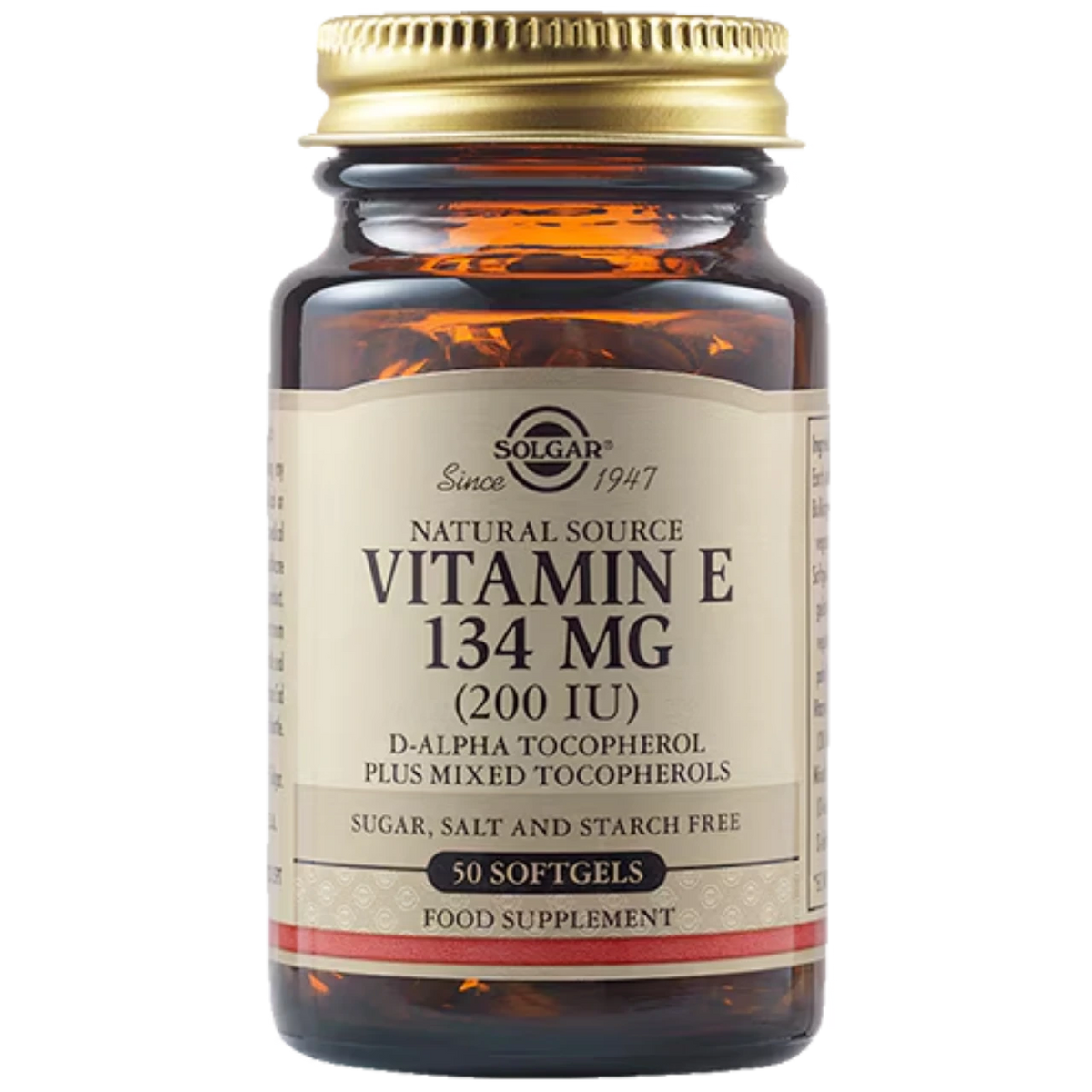 Solgar Natural Source Vitamin E 200 IU Softgels - Promotes antioxidant protection and immune support.