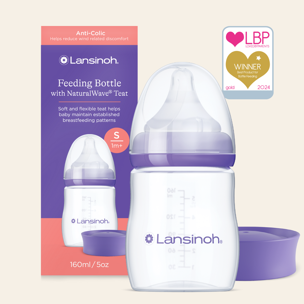 Lansinoh Feeding Bottle 160ml (Natural Wave)