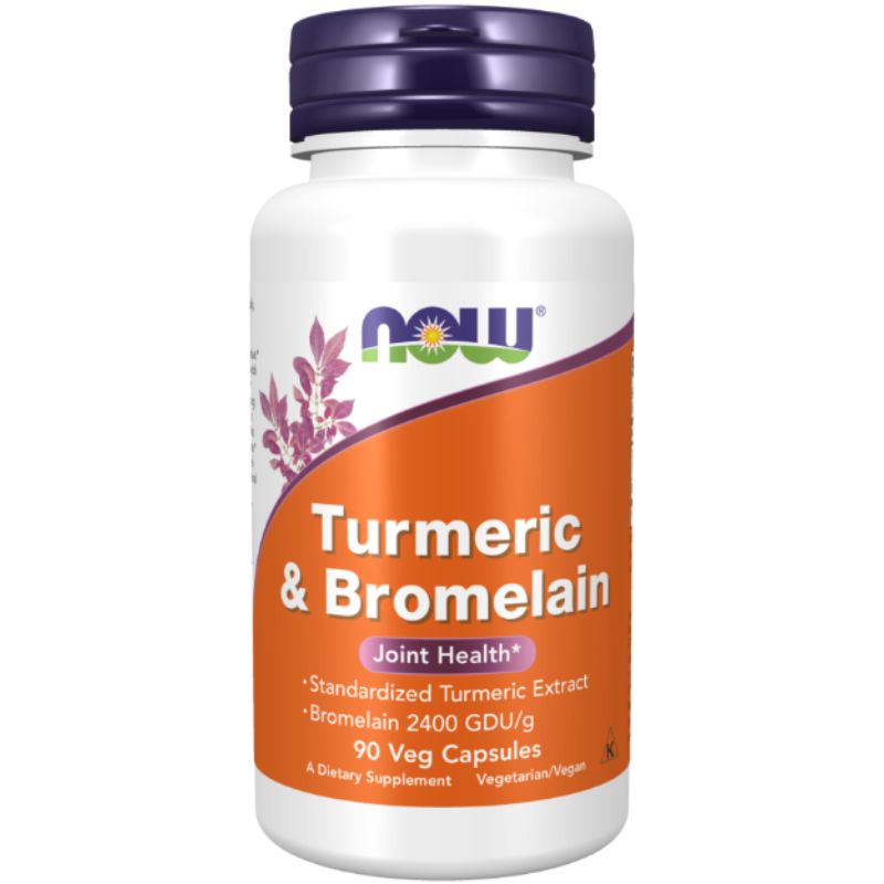 NOW Foods Turmeric & Bromelain Veg Capsules - Joint health support.