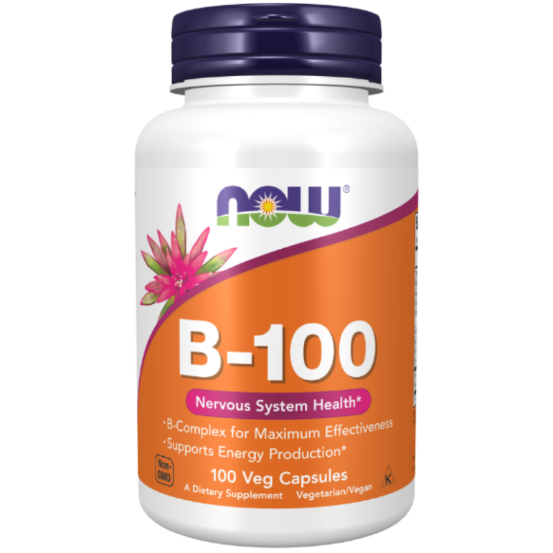 NOW Foods Vitamin B-100 Veg Capsules - Supports energy production and nervous system health.