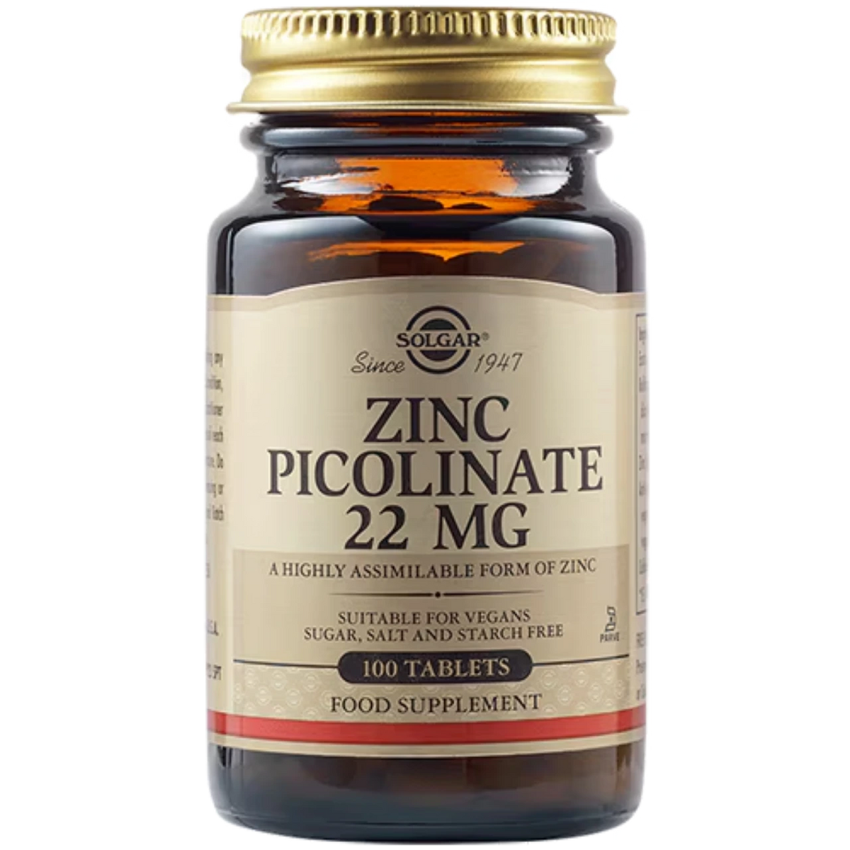Solgar Zinc Picolinate 22 mg Tablets - Supports immune health and skin, hair, and nails.