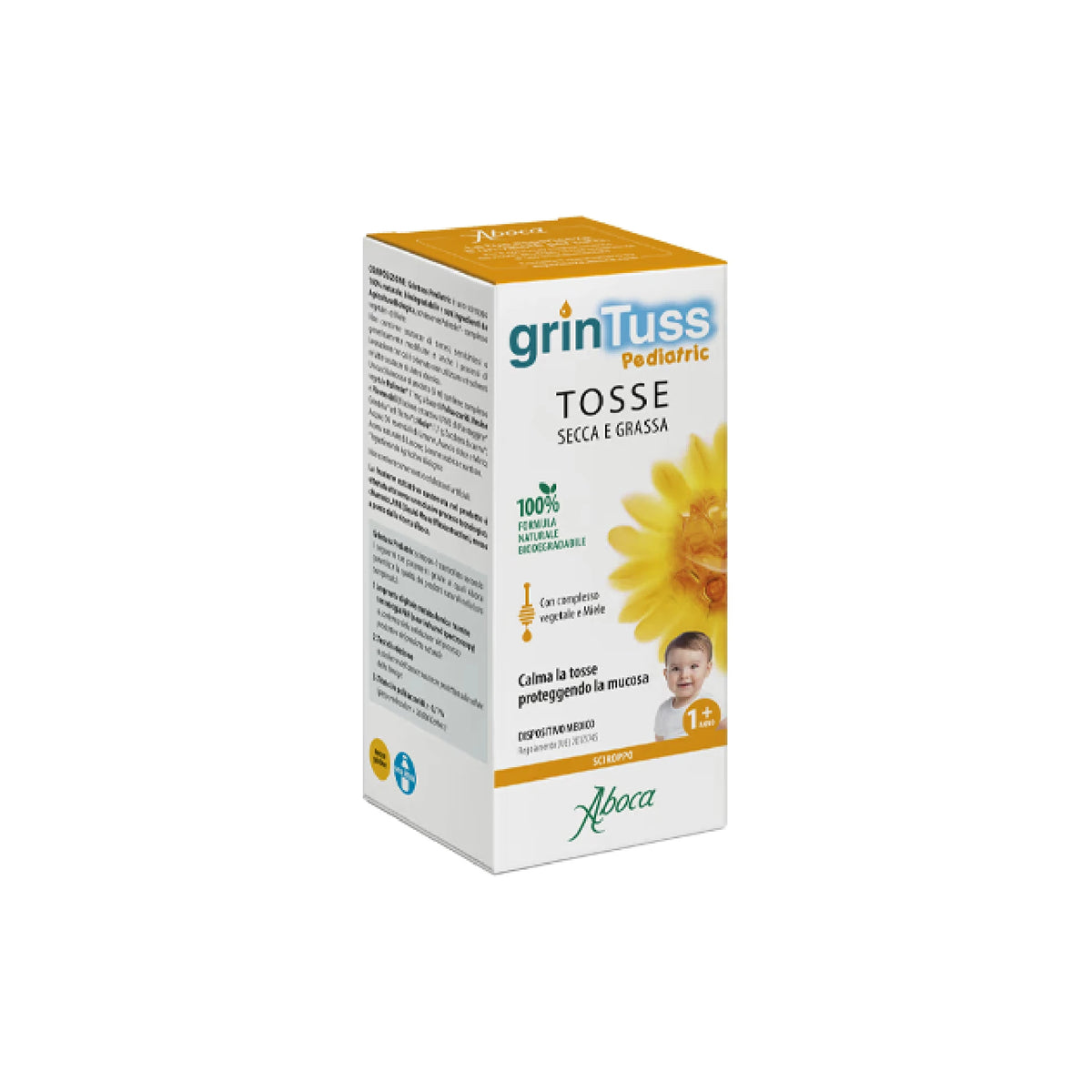 Aboca Grintuss Pediatric Syrup – 180ml bottle for children's cough relief.