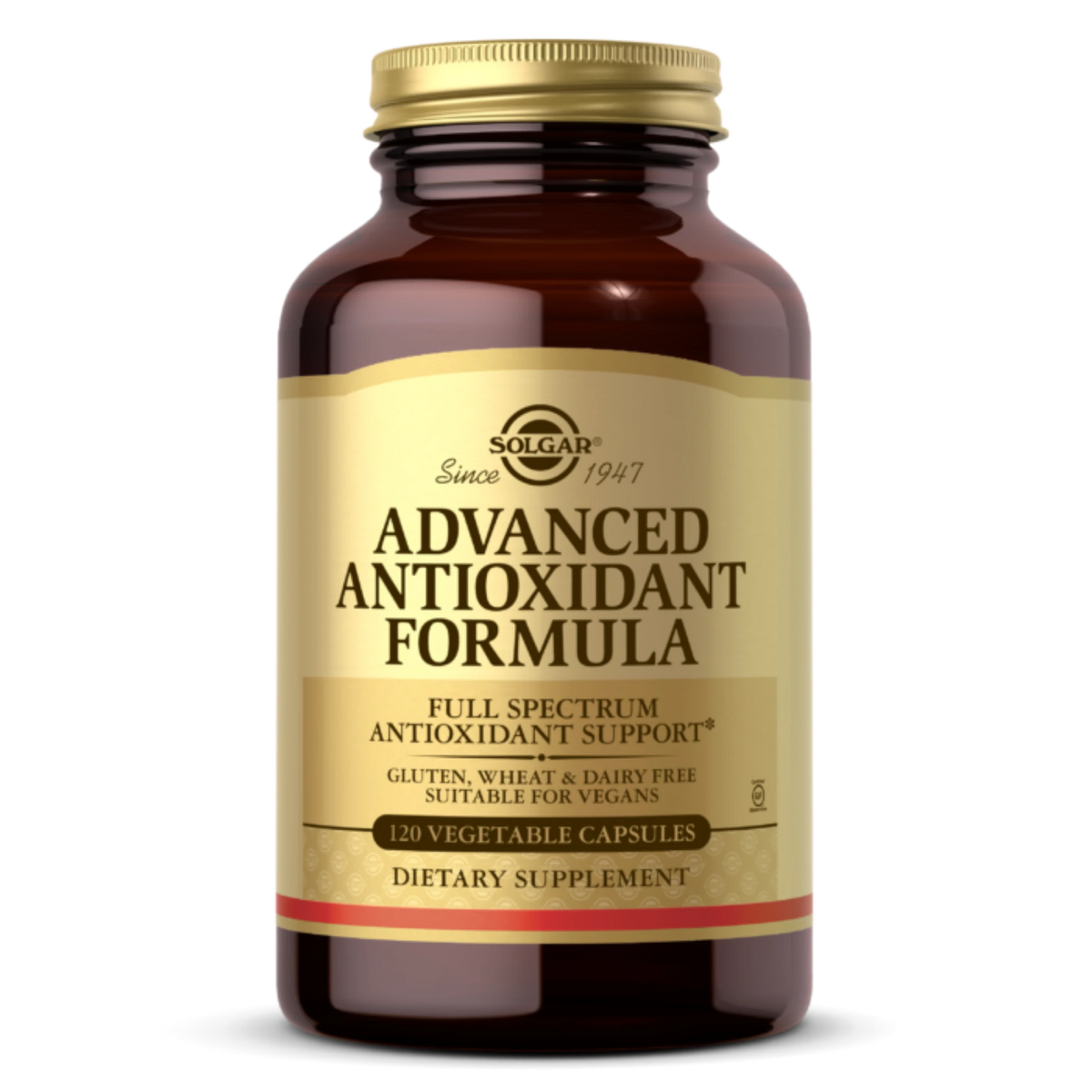 Solgar Advanced Antioxidant Support capsules for cellular protection.