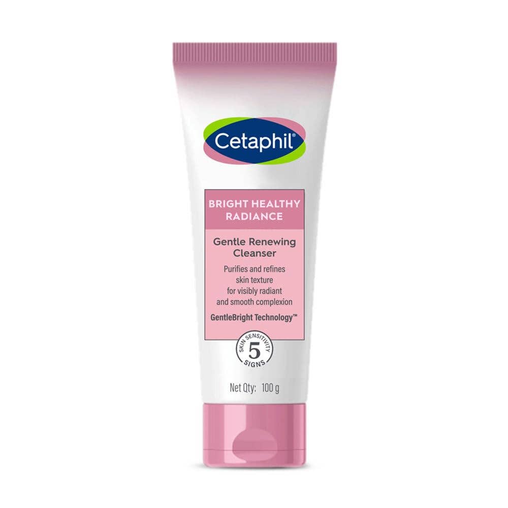 Cetaphil Bright Healthy Radiance Gentle Renewing Cleanser, 100g| Gentlebright Technology With Vitamin E-Releasing Jojoba Beads|For All Skin Types|Fragrance Free,1 Count