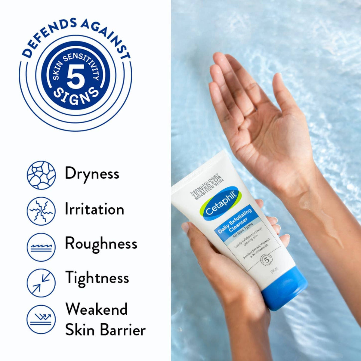 Cetaphil Daily Exfoliating Cleanser, 178 ml | Normal, Dry & Oily Skin,Scrub For Glowing Skin, Non-irritating