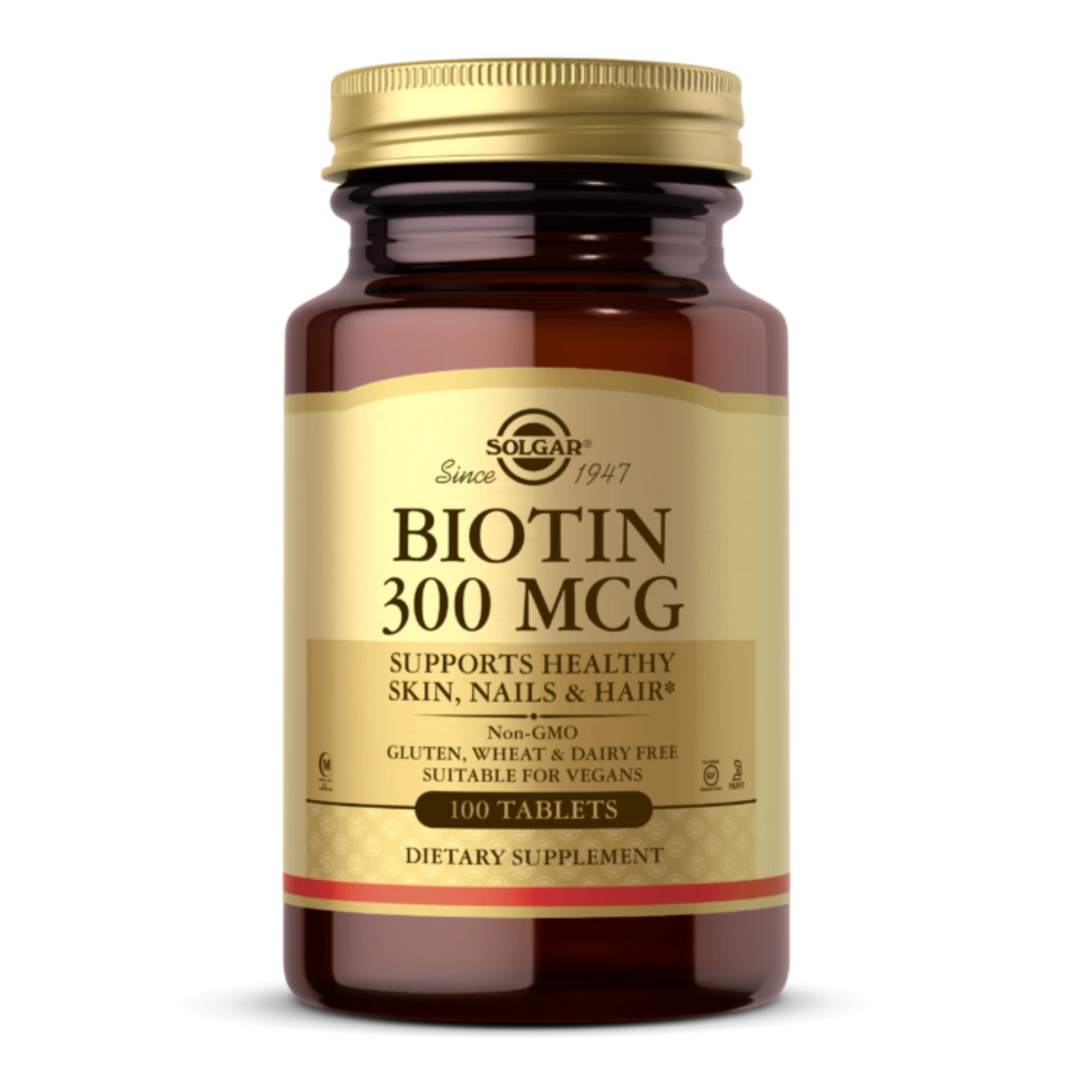Solgar Biotin 300 mcg Bottle for Healthy Skin, Nails & Hair
