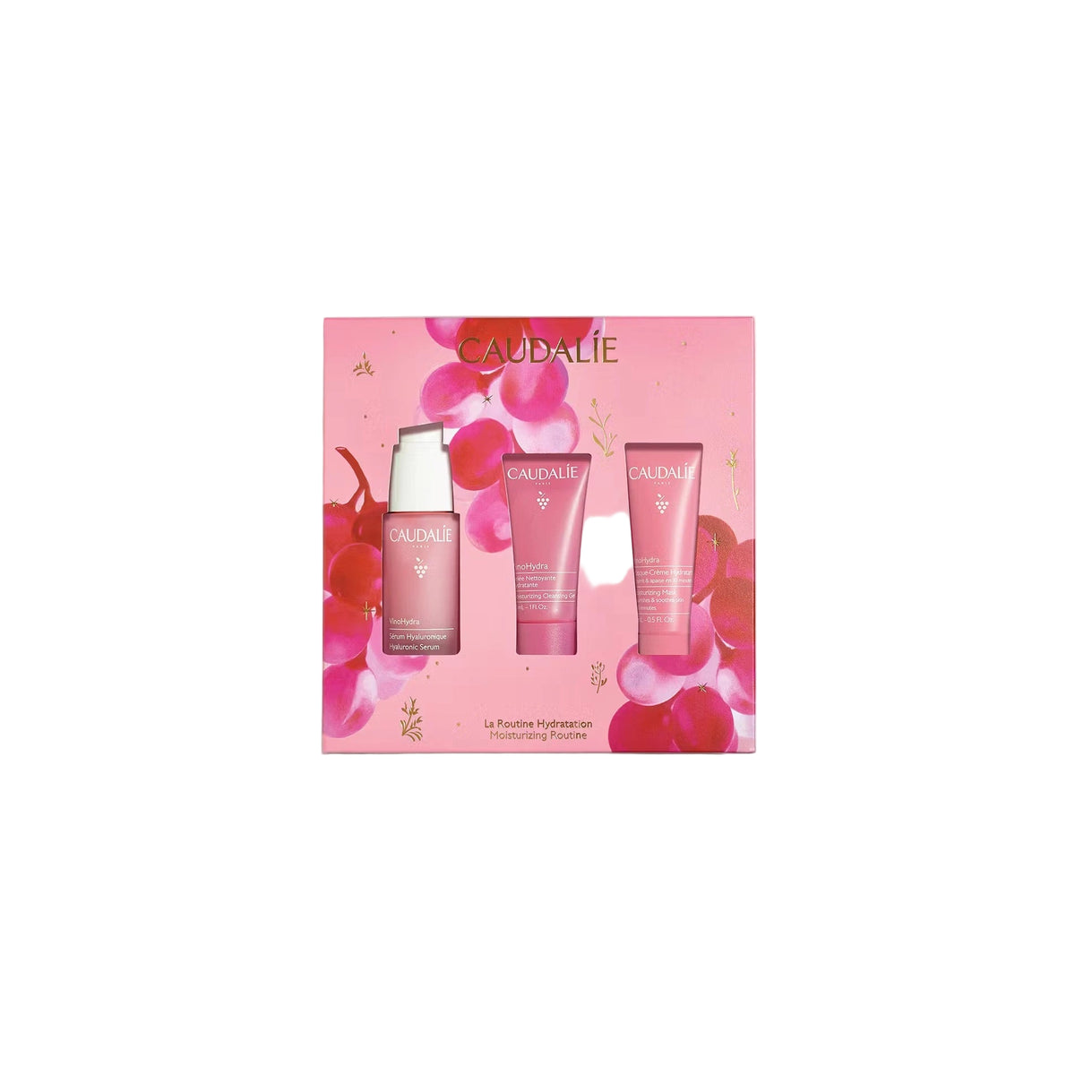 Caudalie VinoHydra Moisturizing Routine Gift Set with serum, cleansing gel and moisturizing mask