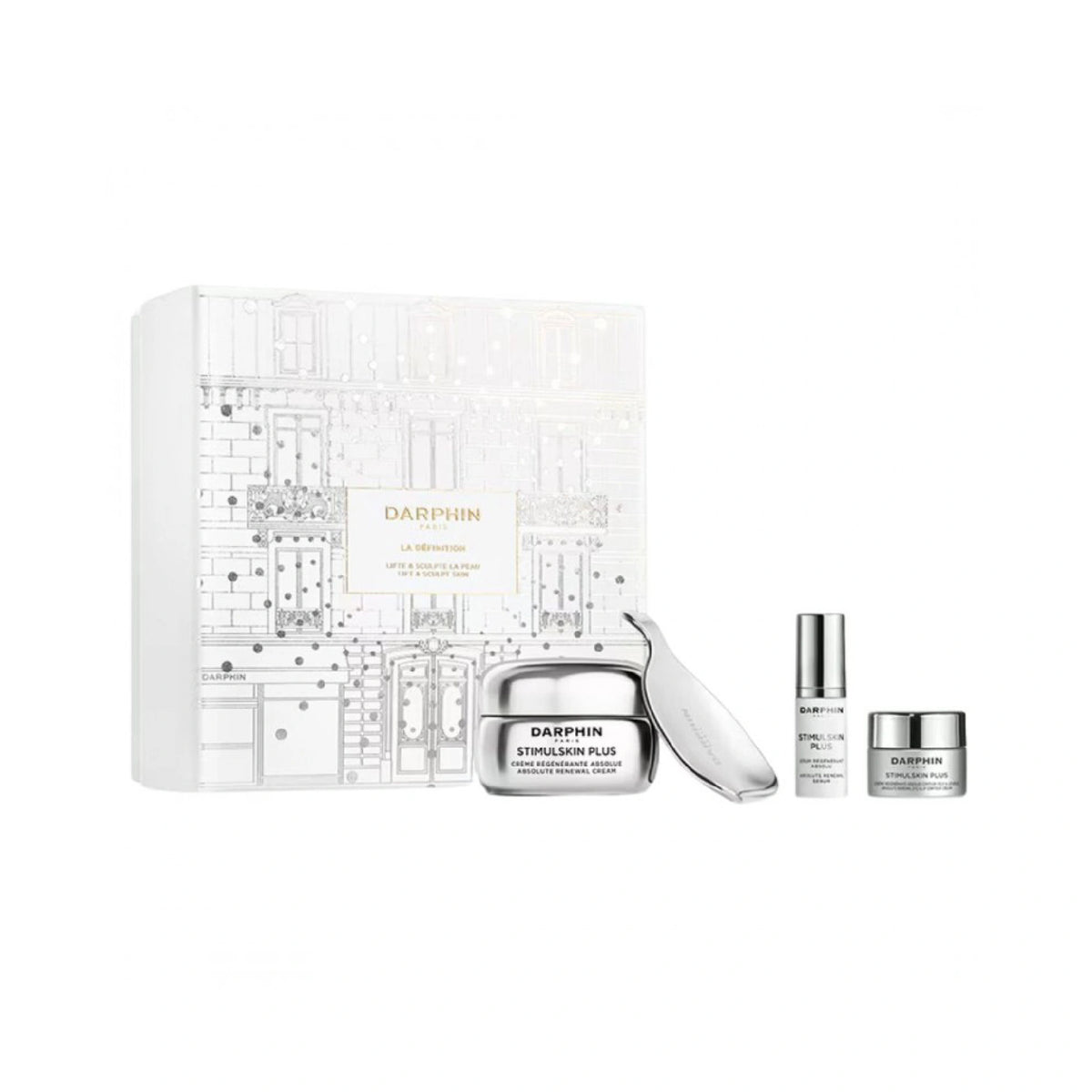 Darphin Promo La Définition Stimulskin Plus Set – anti-aging skincare set with cream, serum, eye & lip cream, and massage tool for lifted, youthful skin.