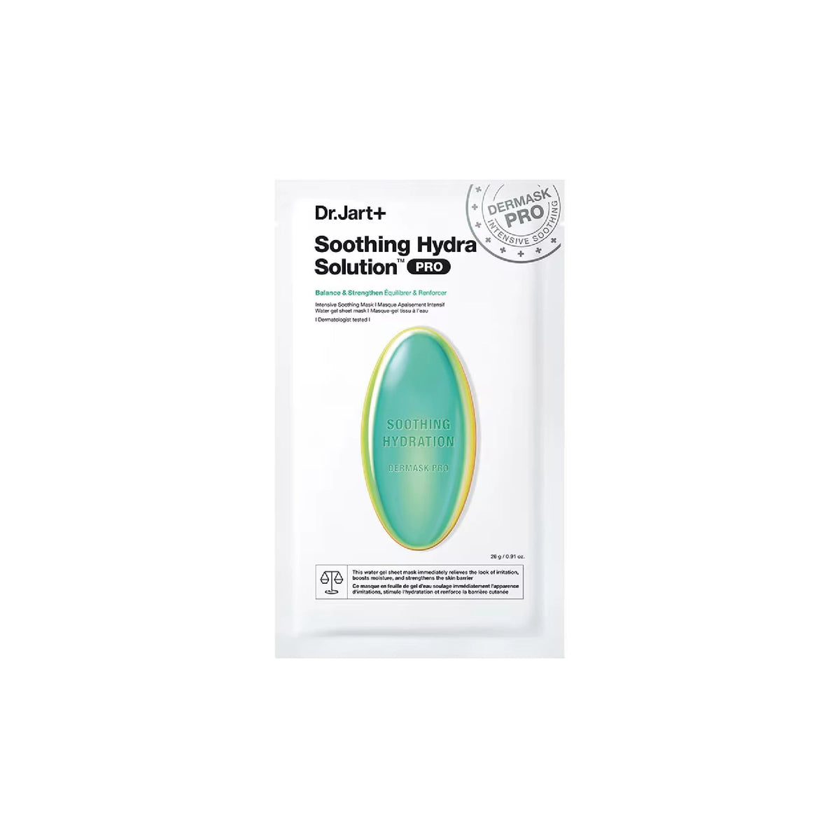 Dr. Jart+ Dermask™ Soothing Hydra Solution™ – Calming gel sheet mask with Allantoin, Panthenol & Beta Glucan to soothe irritation and deeply hydrate skin.