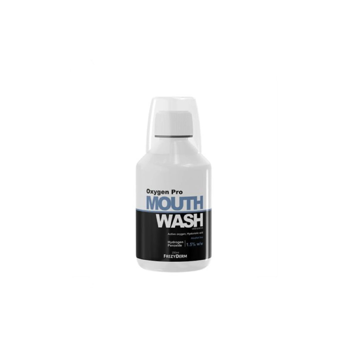 Frezyderm Oxygen Pro Mouthwash – oral care with Active Oxygen and Hyaluronic Acid for deep cleaning and hydration.
