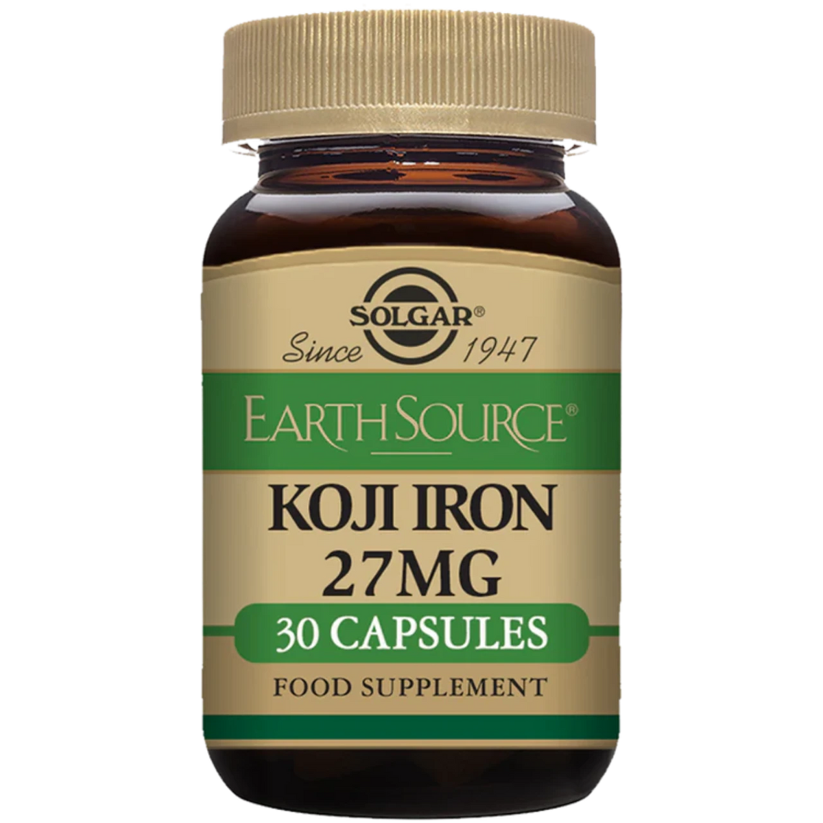 Solgar Earth Source Food Fermented Koji Iron 27 mg - Gentle, high-absorption iron supplement.