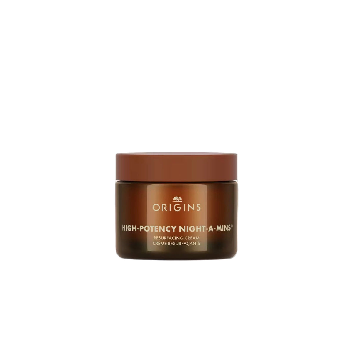 Origins High Potency Night-A-Mins Resurfacing Cream – overnight exfoliating moisturiser with AHAs, BHAs, and vitamins for smooth, radiant skin.