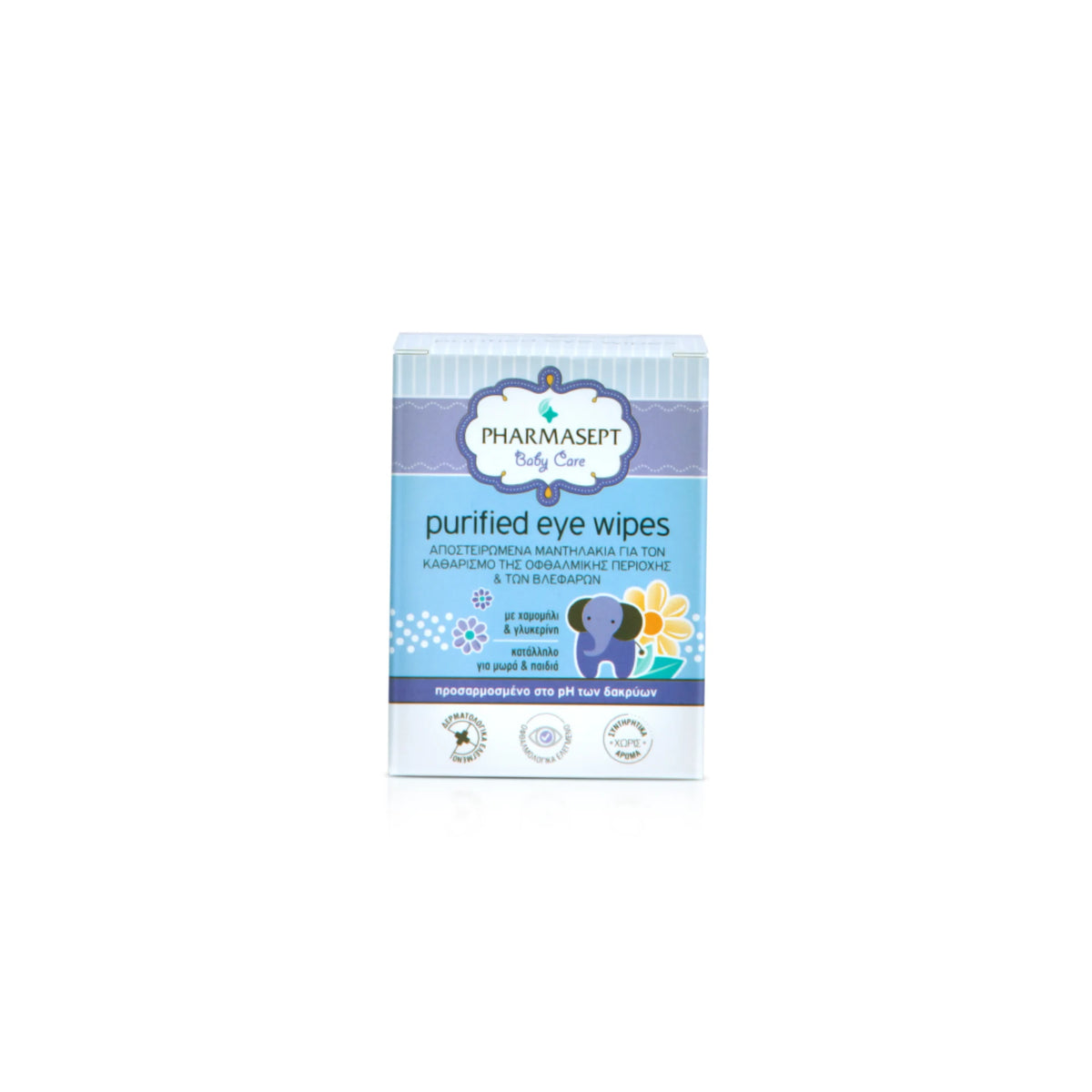 Pharmasept Baby Care Purified Eye Wipes – Gentle, preservative-free wipes for baby's eye area.