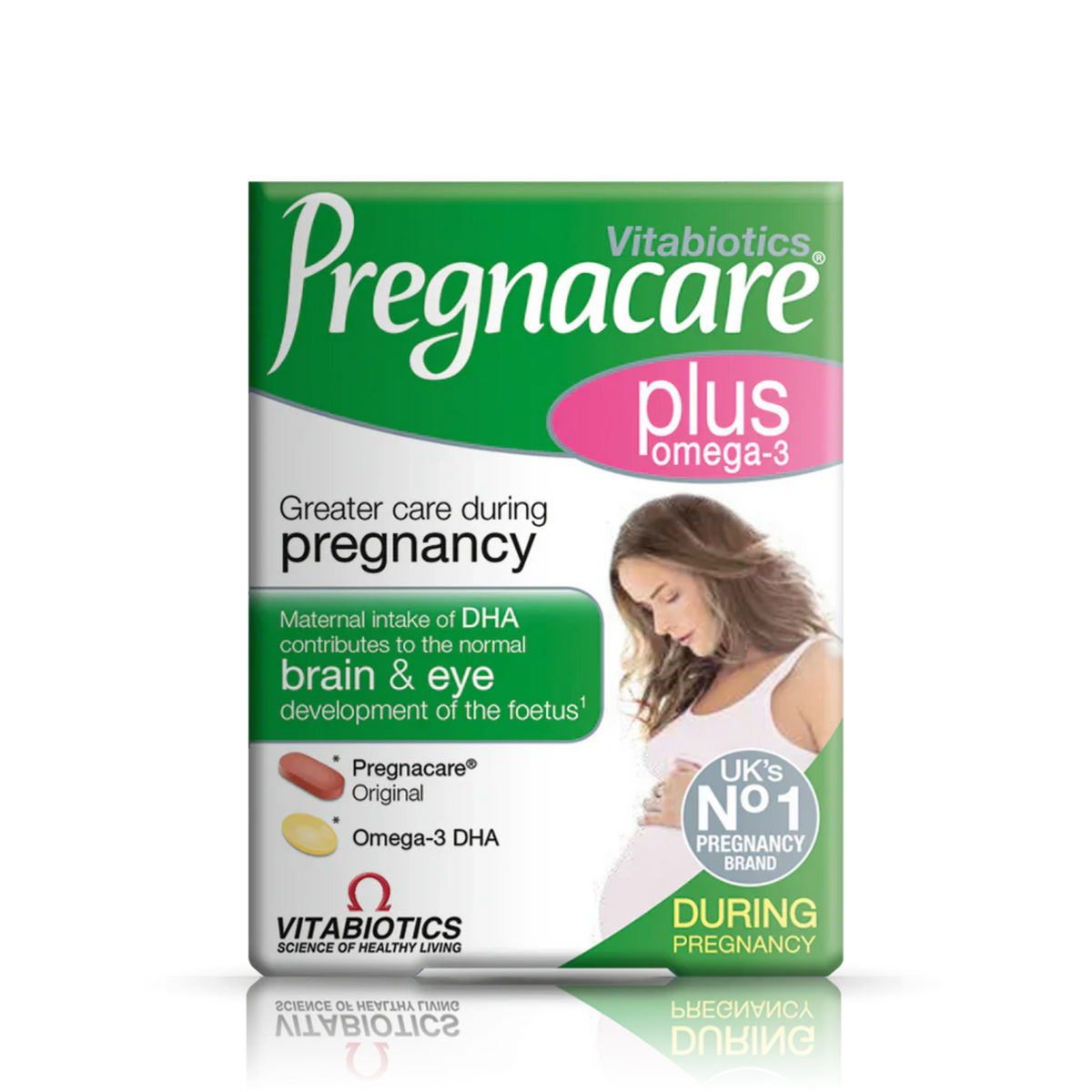 Vitabiotics Pregnacare Plus Omega-3 - Pregnancy health support with essential nutrients and Omega-3 DHA.