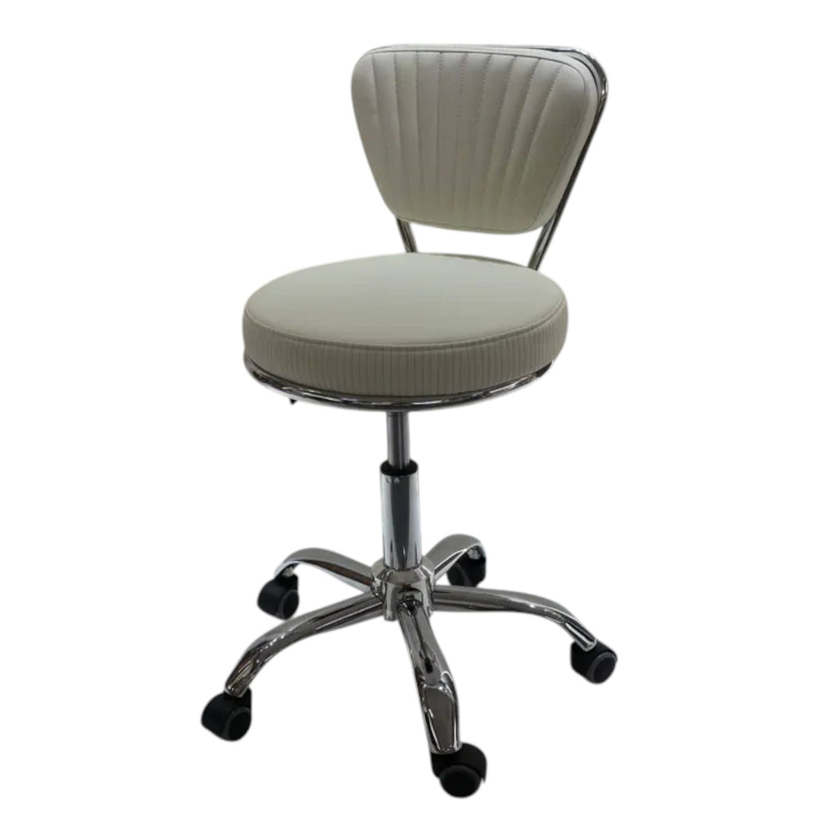 Extra Comfort & Smooth Mobility Pedi Stool: Off-White