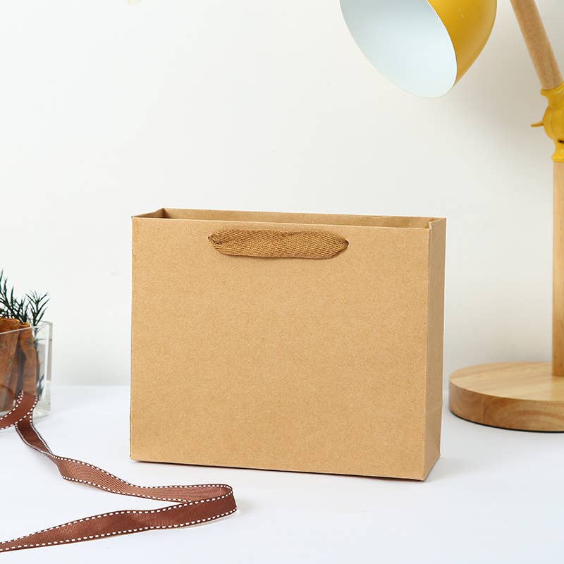 10pc, Horizontal Brown Thick Kraft Paper Gift Bag w/ tissue: H1