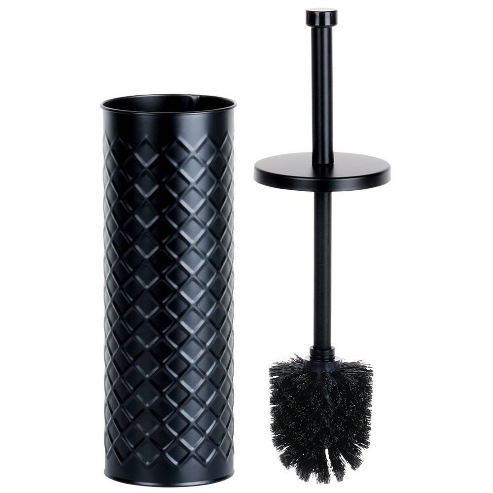 Toilet Brush with Stand Metal Black 38x10 cm 569962