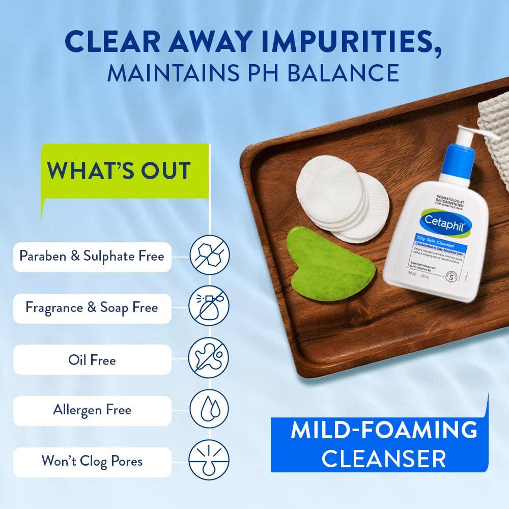Cetaphil Oily Skin Cleanser , Daily Face Wash for Oily, Acne prone Skin , Gentle Foaming: 125 ml