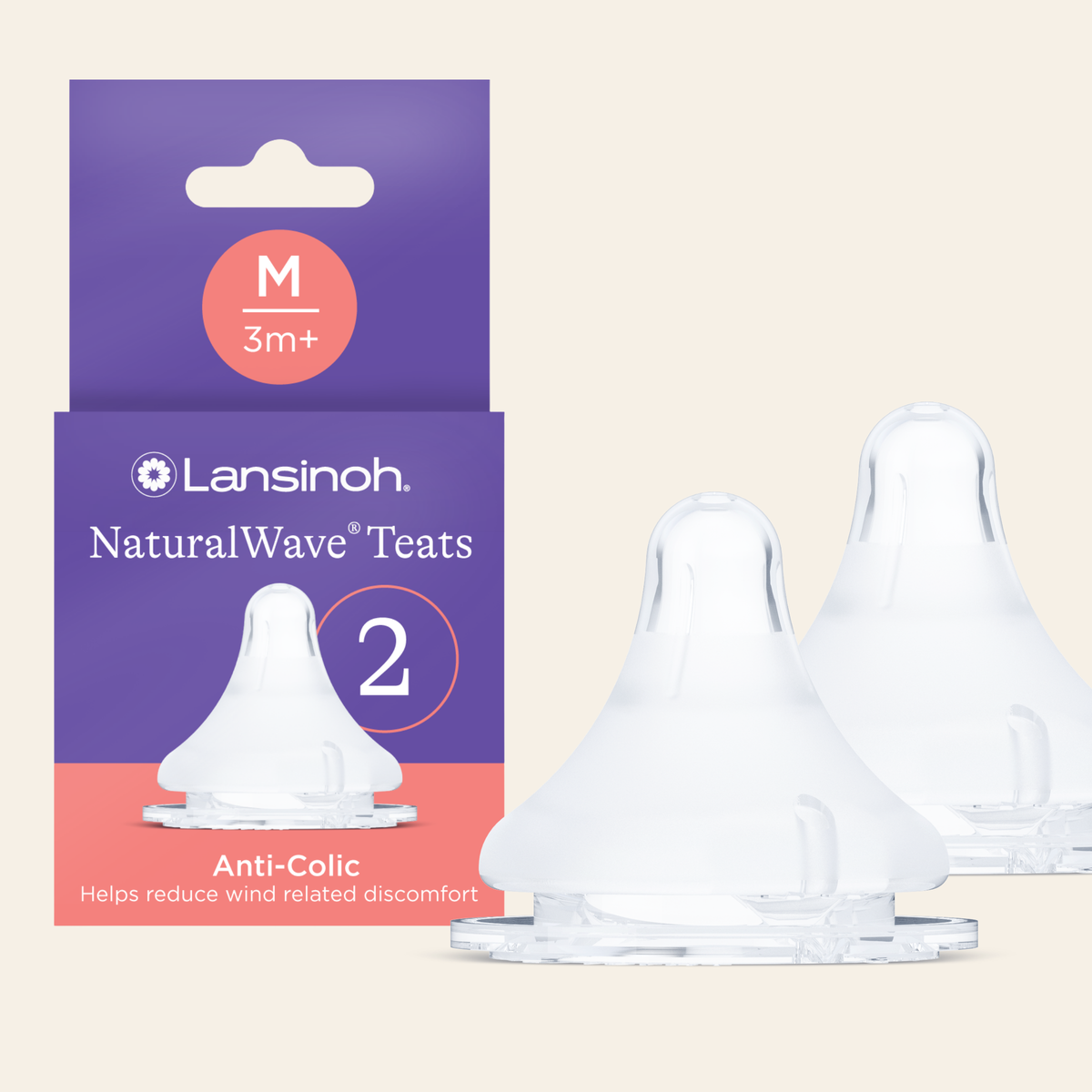 Lansinoh Natural Wave Medium Flow Teats 2 pieces