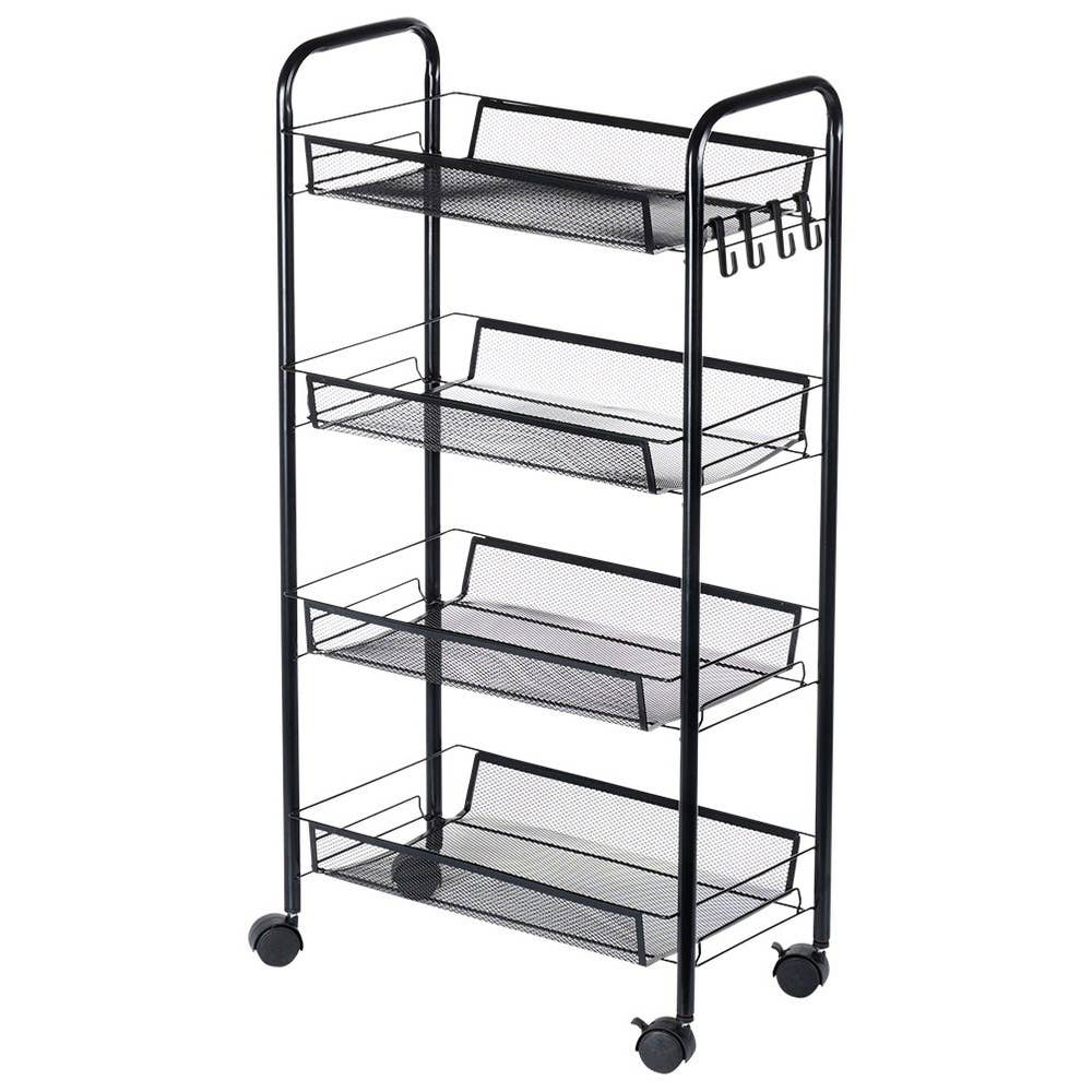 Storage Trolley Metal Black 4-Level 568028