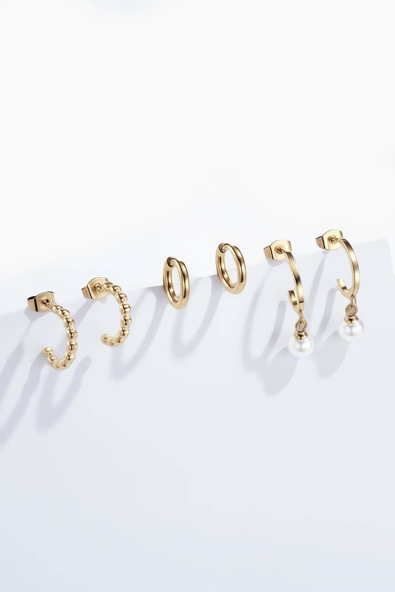 Stainless steel earrings 124RX133: Gold / Stainless steel