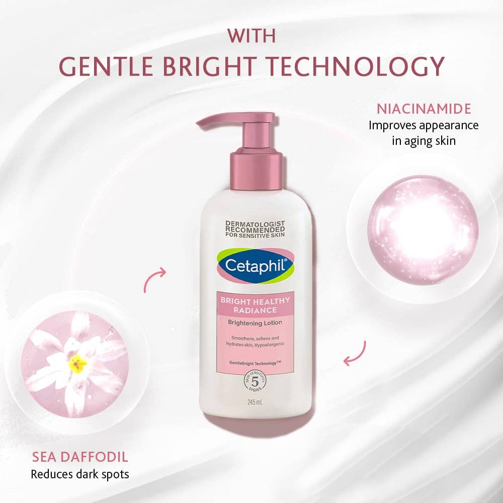 Cetaphil Bright Healthy Radiance Brightness Lotion | Dermatologist Tested | Dark Spot Reduction, Even Skin Tone, 245ml
