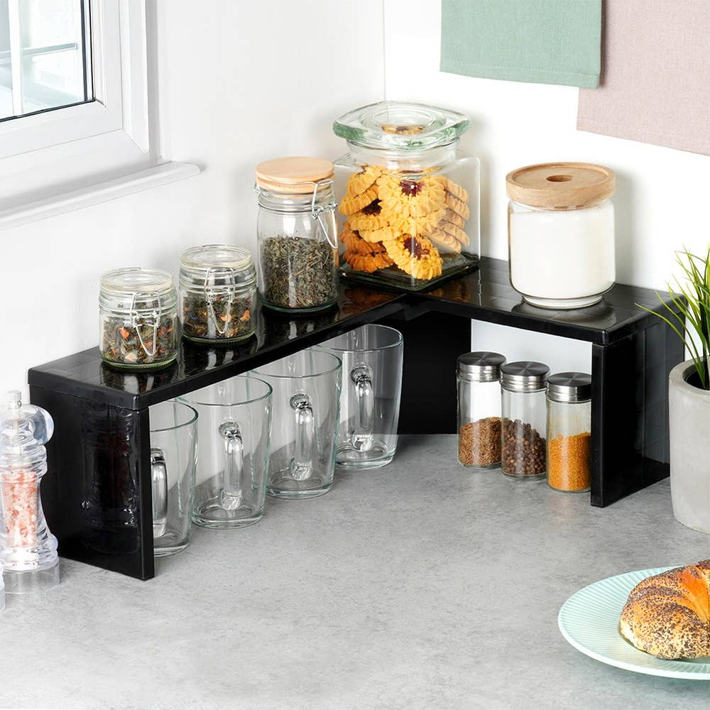 Kitchen Shelf Corner Black 47x32x15.5 cm 229207