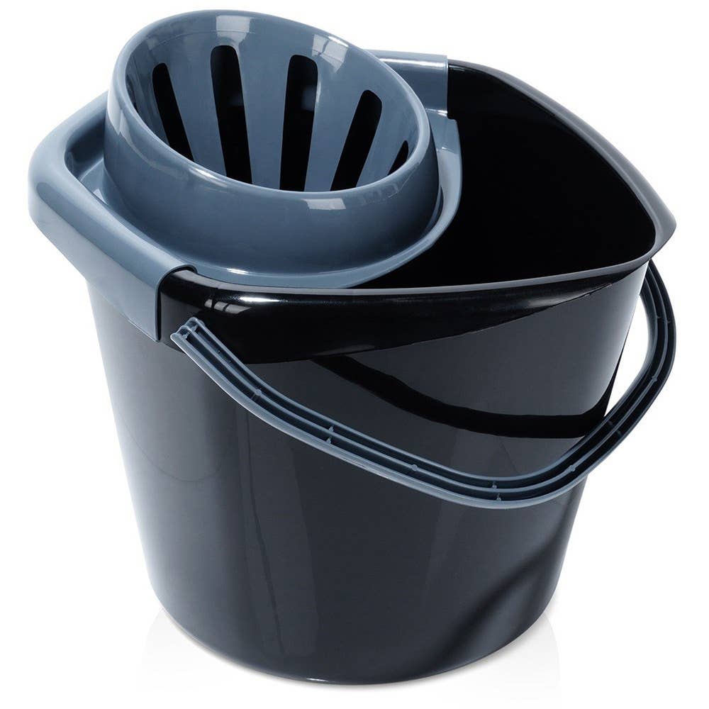 Mop Bucket with Squeezer Plastic Black 10 l 779081