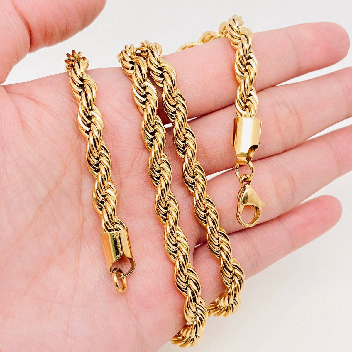 Twists Shape 18K Gold-plated Stainless Steel Chain - MJ/FGS: 7mm*600mm