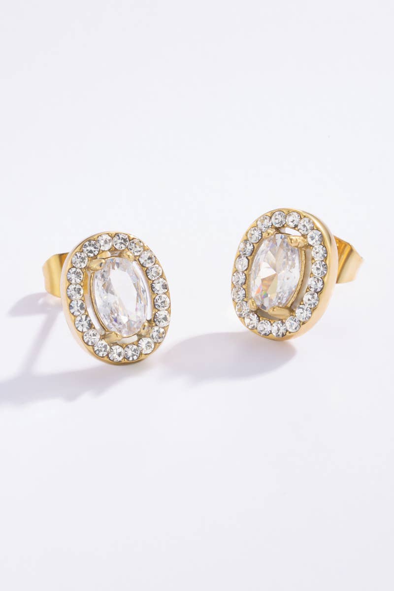 Rhinestone stud earrings: Yellow gold