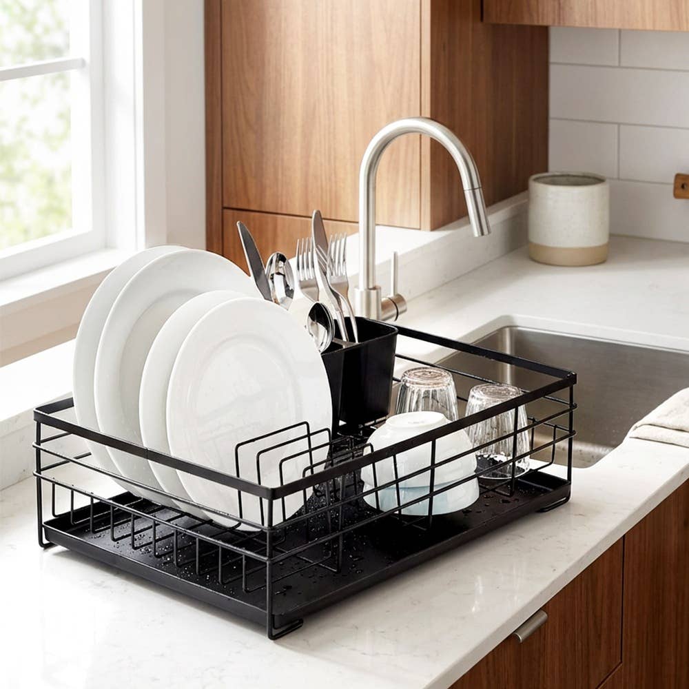 Dish Drainer Rack Black 43x32x14.5 cm 229044