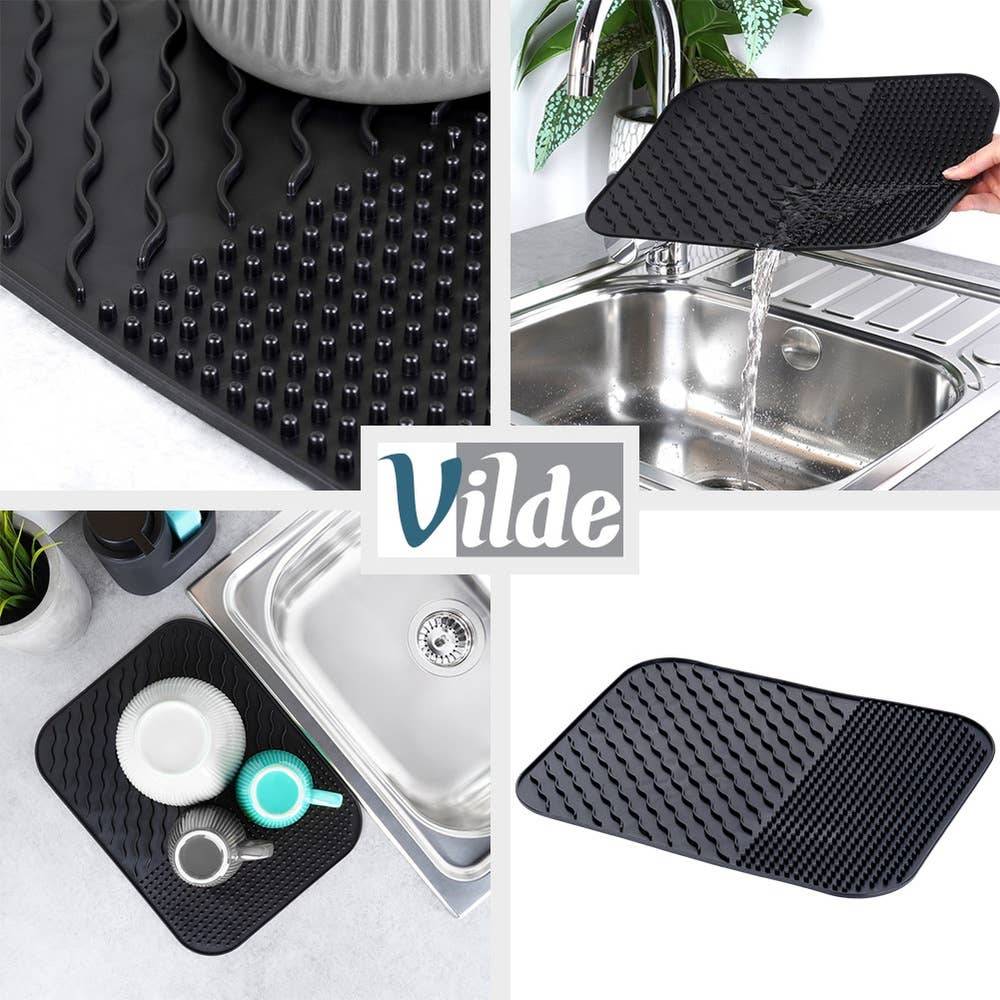 Dish Drying Mat Silicone Black 34x26.5 cm 229241
