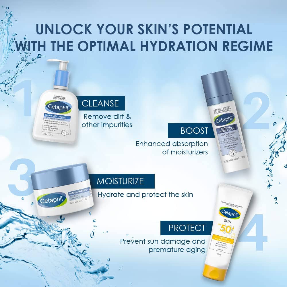 Cetaphil Optimal Hydration Lightweight Serum, 30 ml | Fast absorbing | Hyaluronic Acid, Blue Daisy extract, Vitamin B5 | Dermatologist Recommended for Sensitive Skin