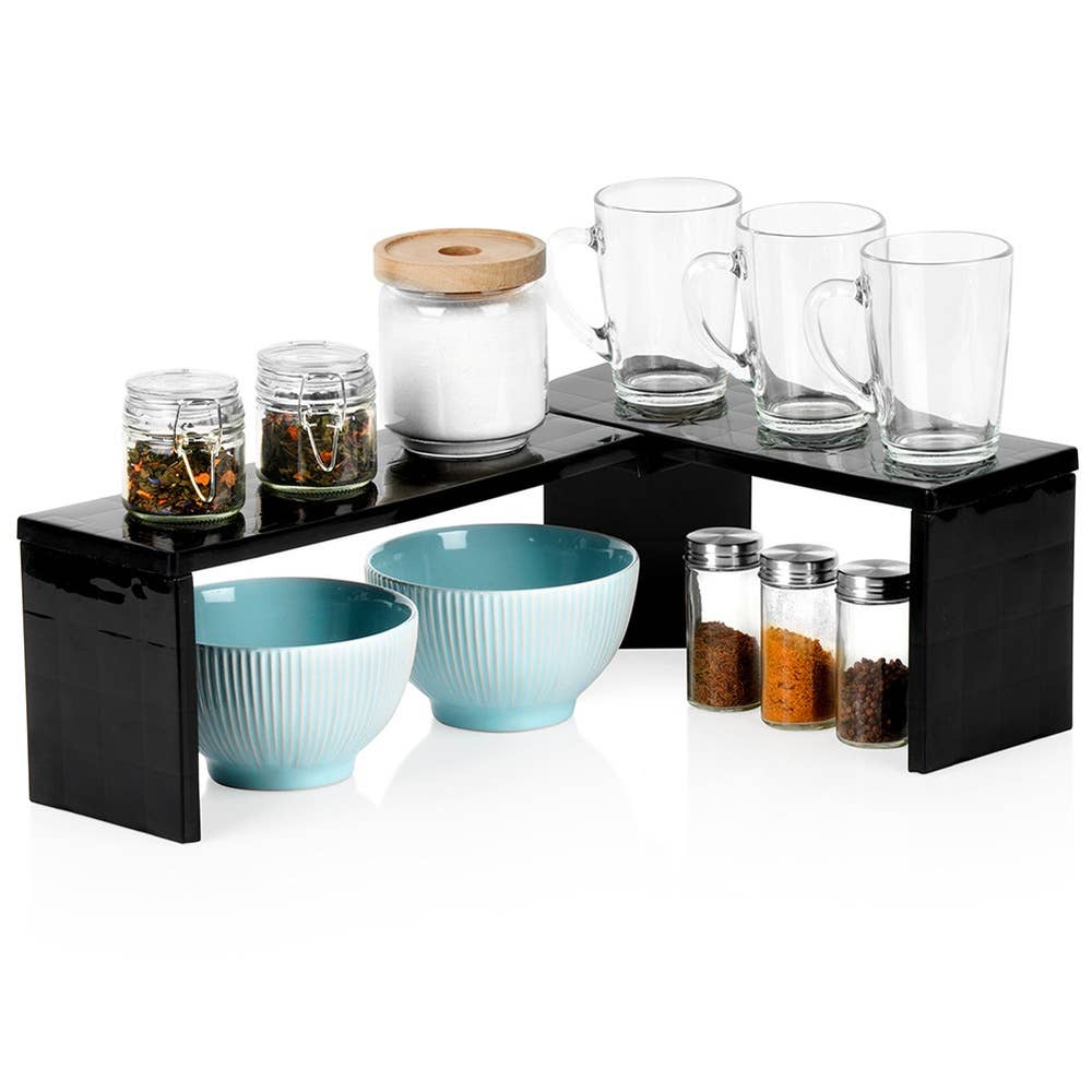 Kitchen Shelf Corner Black 47x32x15.5 cm 229207